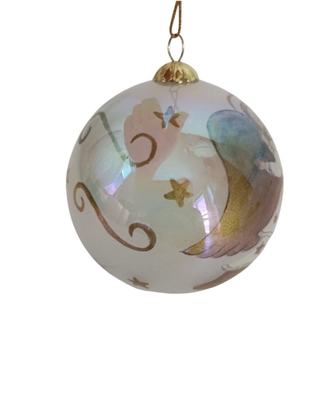Pier 1 Imports Hand Painted Angel Glass Ball 3.5" Ornament 2000 Vintage - Picture 5 of 9